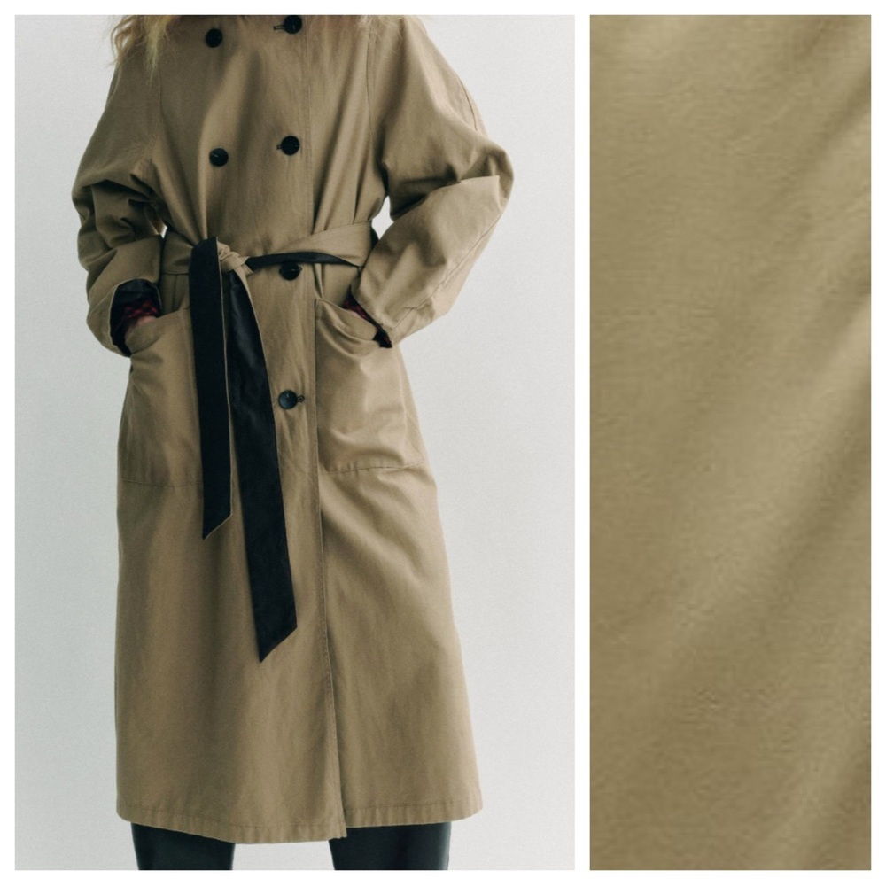 NWT. Zara ZW Collection Brown/Ecru Reversible Collared Trench Coat. Size XS. - Picture 2 of 16